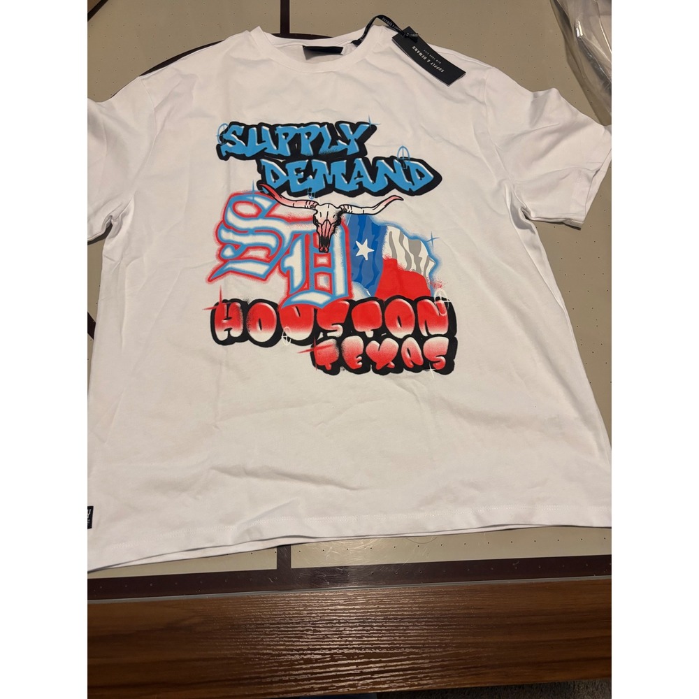 Supply & Demand Houston Texas Airbrush Graphic T-Shirt White Mens XL NWT